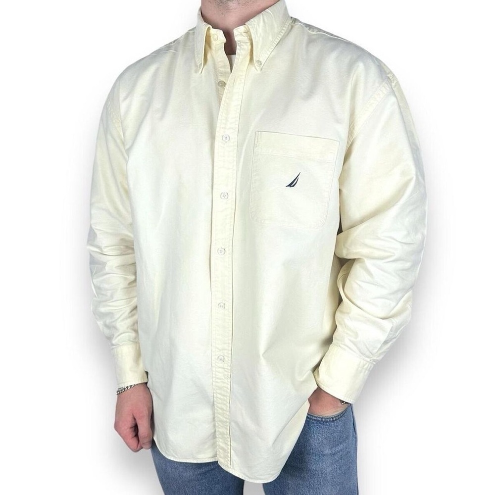 Yellow Nautica Vintage Oxford Button Down Shirt 100% cotton